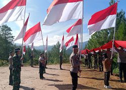 Sinergitas TNI-Polri Dalam Pengambilan Video Pengibaran Bendera Merah Putih Dalam Rangka HUT RI 17 Ke-79 Tahun 2024