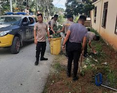 Samapta Polres Mamasa Gelar Kerja Bakti Massal Peringati Hari Bhayangkara Ke 78