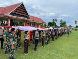 Polres Pasangkayu Mengikuti Kirab Bendera Merah Putih Yang Digelar kodim 1427/Pasangkayu di Anjungan Vovasanggayu