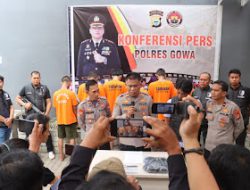 Polres Gowa Gelar Konferensi Pers Penangkapan 6 Terduga Pelaku Penganiayaan