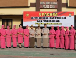 Wakapolres Gowa Pimpin Upacara Kenaikan Pangkat Tiga ASN Polres Gowa.