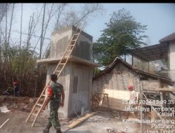 Babinsa Cek Kesiapan Pompa Air Bantuan Kementerian Pertanian di Desa Kalisat.