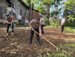 Dukung Program Kapolri, Polsek Tinggimoncong Buka Lahan Untuk Ketahanan Pangan.