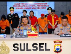 Kapolda Sulsel Pimpin Konferensi Pers Kasus Perdagangan Orang dan Pembunuhan di Luwu Timur.