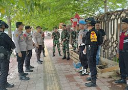 Pastikan Kamtibmas aman, gabungan personil polres Gowa, Polsek Somba Opu perketat PAM Kampanye Akbar.