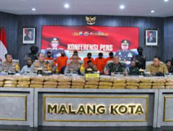 Polresta Malang Kota Kota Berhasil Gagalkan Pengiriman Ratusan Kilogram Ganja Jaringan Antar Provinsi.