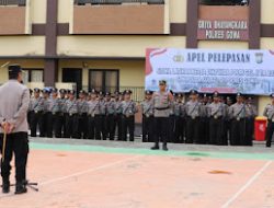 Polres Gowa Gelar Apel Pelepasan Siswa Latihan Kerja Diktukba Polri Gelombang II TA 2024.