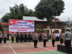 Polres Mamasa Gelar Upacara Pengukuhan Personel Polsubsektor Tabang dan Polsek Pana