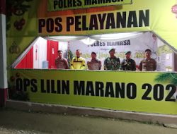 Personel Polres Mamasa Gelara Penjagaan di Pos Pelayanan Operasi Lilin Marano 2024 di Kabupaten Mamasa