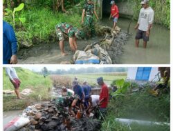 Anggota Koramil 0819/12 Rembang Laksanakan Karya Bakti, Perbaiki Saluran Irigasi di Desa Pejangkungan