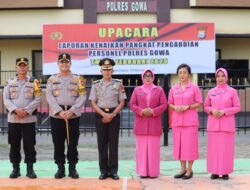 Kapolres Gowa Pimpin Upacara Korps Raport Kenaikan Pangkat Perwira Pengabdian.