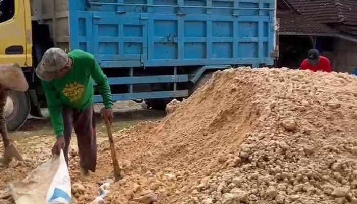 Giat Gotong royong Perbaikan Jalan Rusak Di Desa Pelemsari Bersama Warga Masyarakat