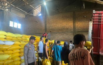 Personel Polsek Aralle Kawal Pengiriman 2,8 Ton Jagung Petani ke Bulog Polewali Mandar