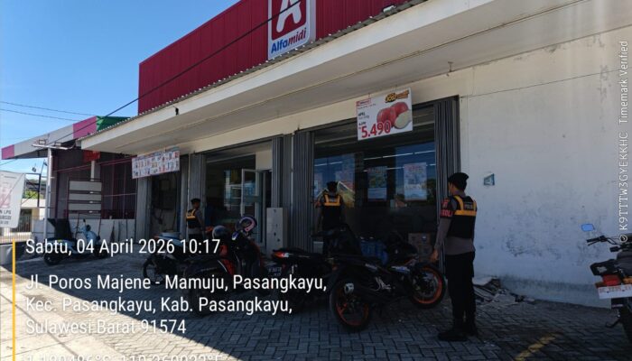 Sasar Alfamidi hingga Pasar Tumpah, Patroli Pagi Sat Samapta Polres Pasangkayu Perkuat Keamanan