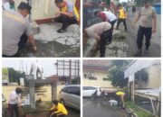 Wujudkan Lingkungan Kerja Nyaman,Kapolsek Rangkasbitung Dan Anggota Gotong Royong Bersihkan Mako