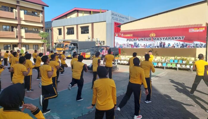 Olahraga Pagi Bersama, Polres Gowa Tingkatkan Kebugaran dan Kekompakan Personel