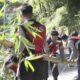Sat Samapta Polres Mamasa Bersihkan Bambu Raksasa Tumbang di Jalan Buntukasisi