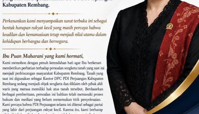 Surat Terbuka untuk Ketua DPR RI Puan Maharani, Permohonan Pengembalian Hak Tanah Yang Dipakai Kantor DPC PDI Rembang