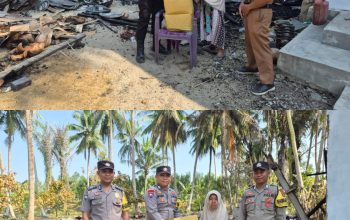 Peduli Korban Kebakaran, Kapolsek Wonomulyo Salurkan Bantuan Sembako kepada Warga Desa Segerang