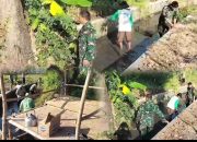 Wujudkan Lingkungan Bersih dan Cegah Banjir, Babinsa Koramil 0819/12 Rembang Bersama Warga Gotong Royong Bersihkan Aliran Sungai