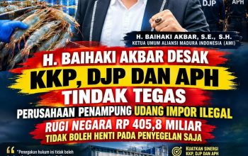 H. BAIHAKI AKBAR DESAK KKP, DJP DAN APH TINDAK TEGAS PERUSAHAAN PENAMPUNG UDANG IMPOR ILEGAL: RUGI NEGARA RP 405,8 MILIAR TIDAK BOLEH HENTI PADA PENYEGELAN SAJA