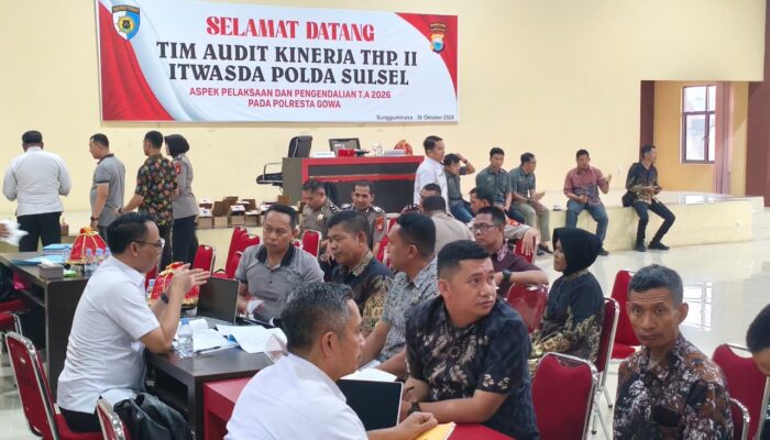 Tim Audit Kinerja Itwasda Polda Sulsel Laksanakan Audit Tahap II TA 2026 di Polresta Gowa